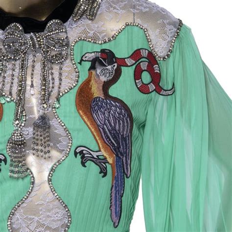 gucci parrot dress|Gucci Parrot Embellished Ruffle Gown .